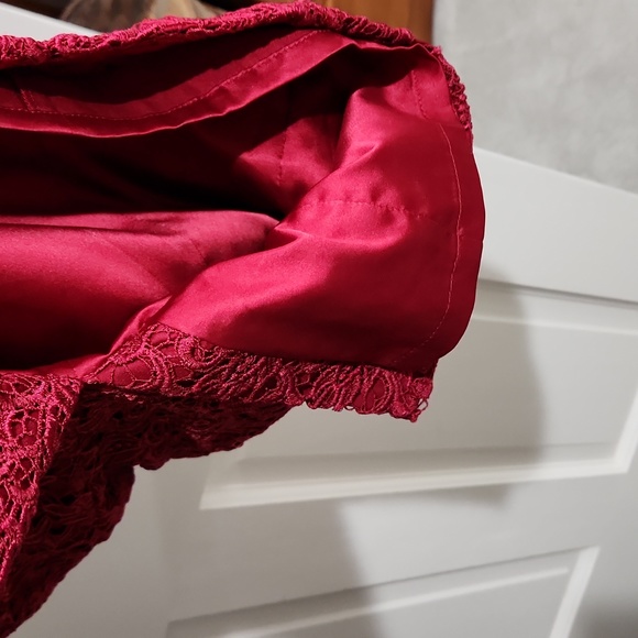 Practically New! WHBM Dark-Red Lace Holiday Mini Dress - Picture 3 of 7